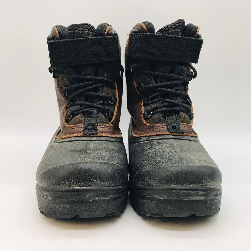 Lands' End Thinsulate Ultra Winter Boots Men's 7 Black & Brown Leather Lace Up